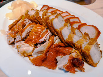 High angle view of meal served in plate