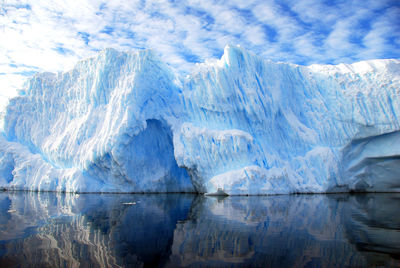 Scenic view of lake against sky during winter