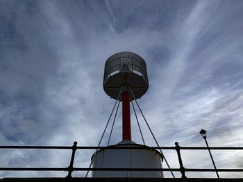 Low angle view of water tower against sky