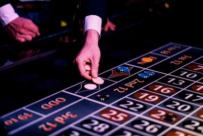 High angle view of person playing guitar