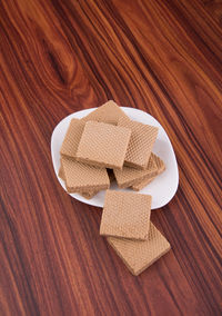 High angle view of bread on table