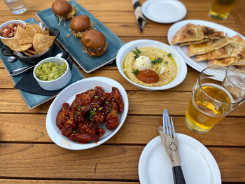 High angle view of food on table