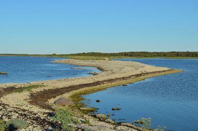 Scenic view of baltic sea against clear sky