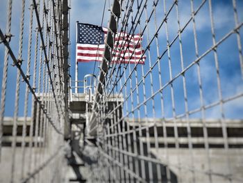 American flag on brooklyn bridge