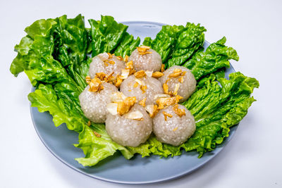 High angle view of vegetables in plate