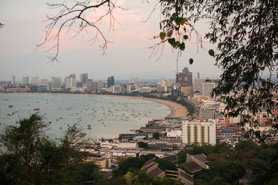 High angle view of buildings in city