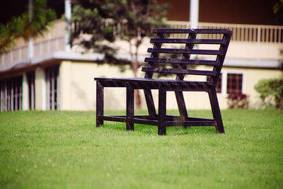 Empty chair on field