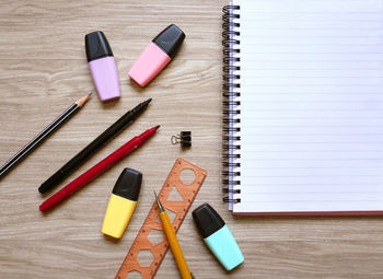 High angle view of pen on table