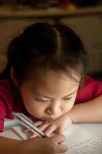 Close-up portrait of cute girl