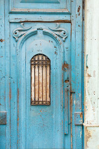 Blue door of a street in havana, cuba