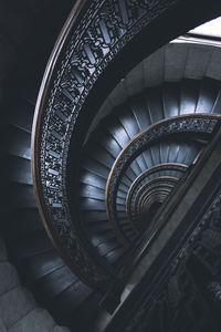 Directly above shot of spiral staircase of building