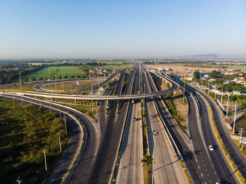 High angle view of highway against clear sky