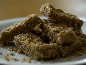 Close-up of bread in plate