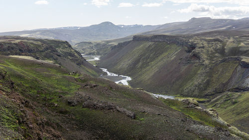 Scenic view of mountains and valley