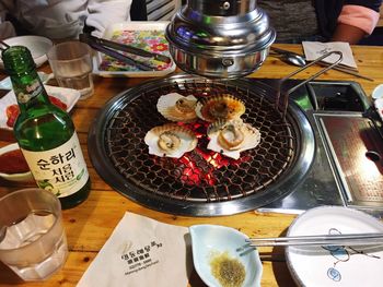 High angle view of food on table