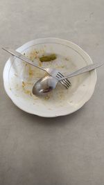 High angle view of breakfast on table