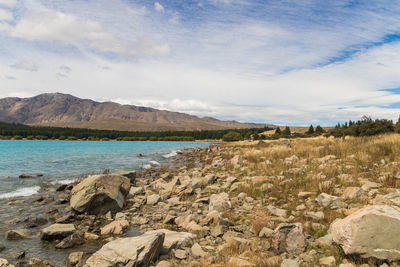 Scenic view of land against sky