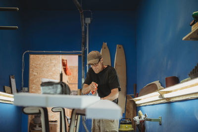 Man working on table