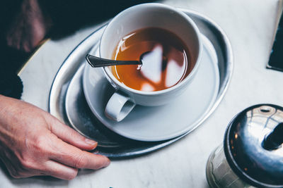 Close-up of herbal tea on table