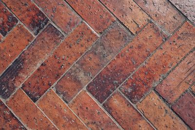 High angle view of cobblestone footpath