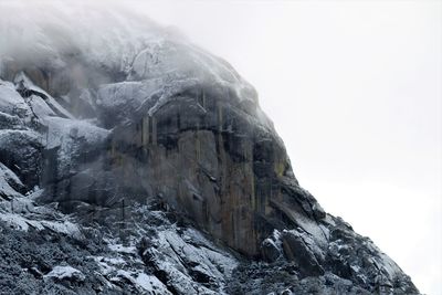 Low angle view of snow against clear sky