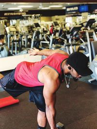 Man exercising in gym