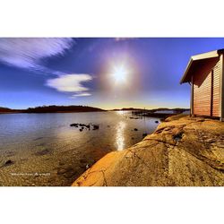 Scenic view of sunset over river