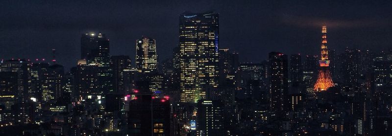 City lit up at night