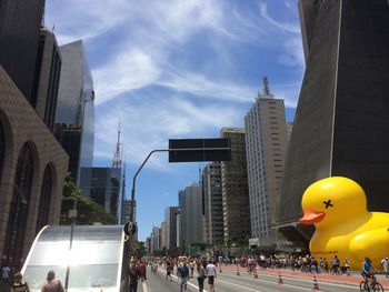 People walking in city