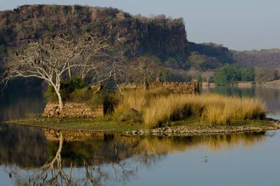 Old fort amidst lake 