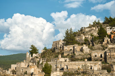 The ruins of the abandoned greek city of levissi near the village of kayakoy in fethiye turkey, 