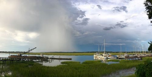 Scenic view of lake against sky