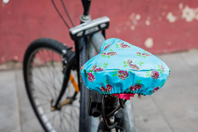 Close-up of bicycle seat cover