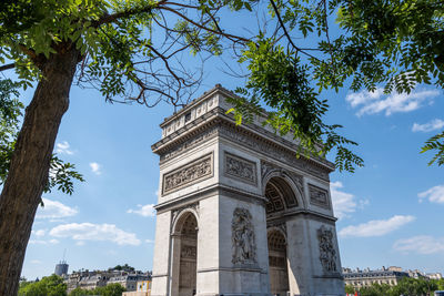 Arc de triomphe viewed from the place charles de gaulle. famous landmark in paris, france
