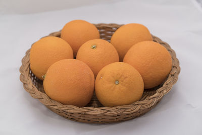 High angle view of fruits in basket