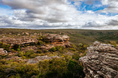 Scenic view of landscape against cloudy sky