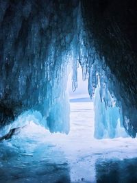 Panoramic view of frozen ice during winter