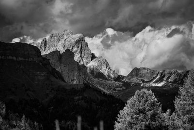 Panoramic view of rocky mountains against sky