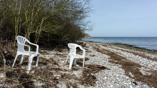 Scenic view of sea against clear sky