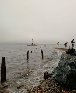 Scenic view of sea against clear sky