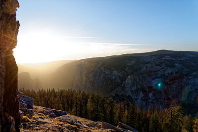 Scenic view of mountains against sky during sunset