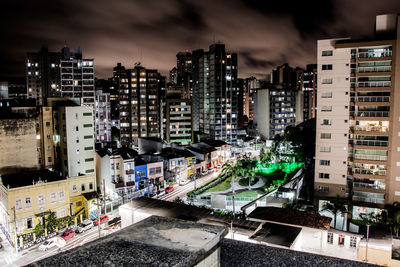 View of illuminated cityscape at night