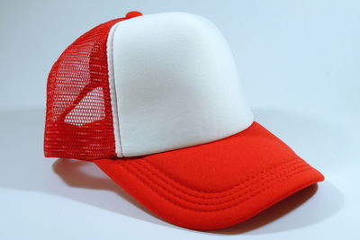 Close-up of hat against white background