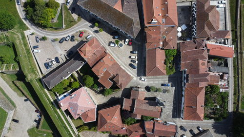 High angle view of buildings in city