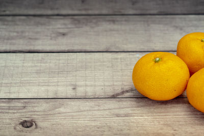 High angle view of orange on table