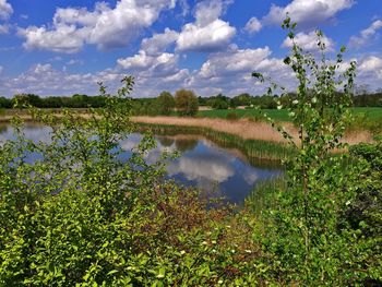 Scenic view of lake against sky