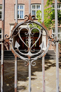 Closed metal door of building