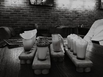 Close-up of ice cream on table in restaurant