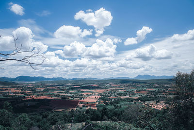 High angle view of townscape against sky