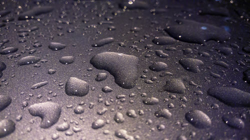 Close-up of water drops on glass